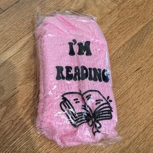 NWT SHHH…I’m Reading Fluffy Pink Socks